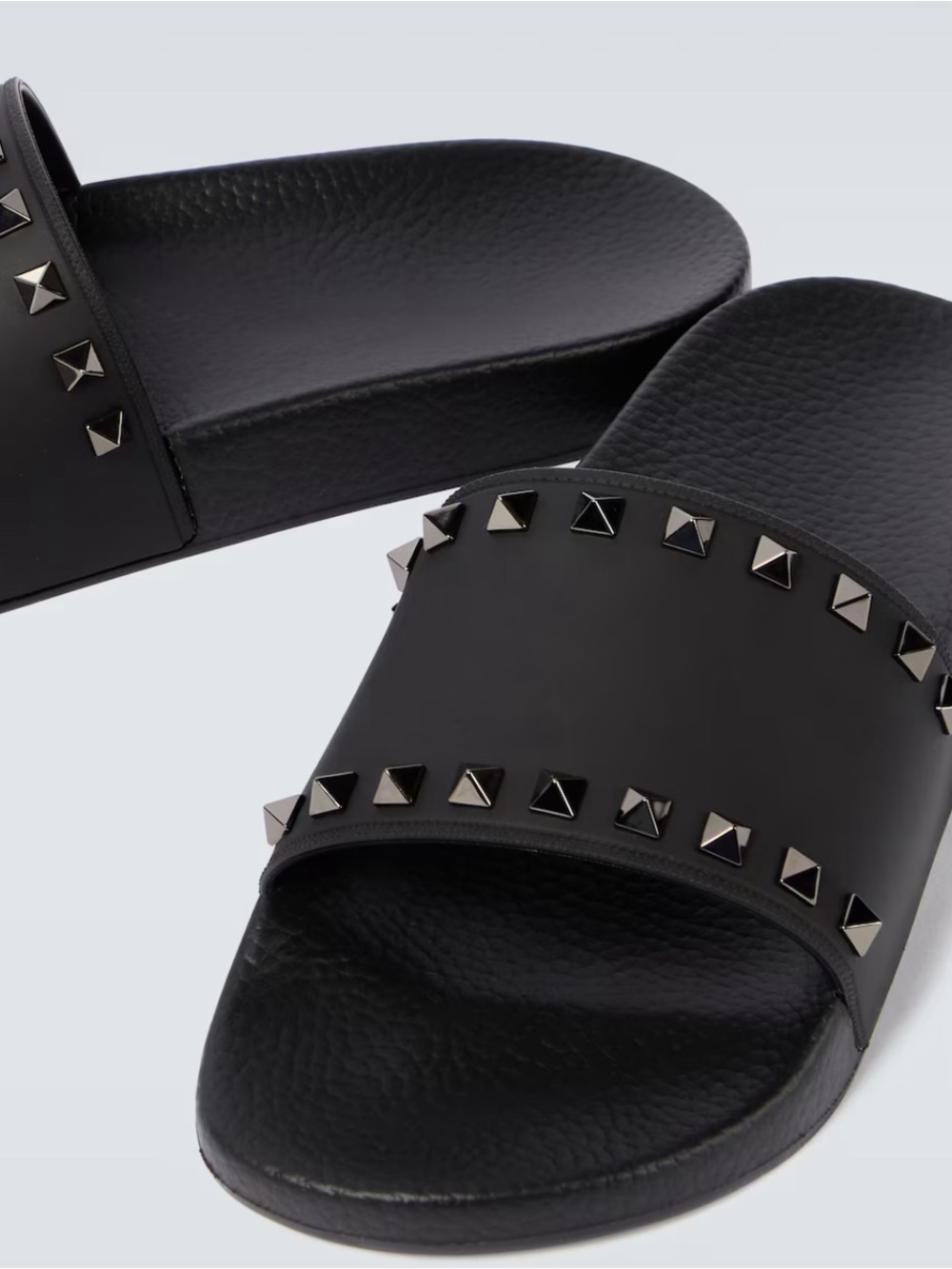 Valentino Garavani Black Rock-Stud Slide Sandals